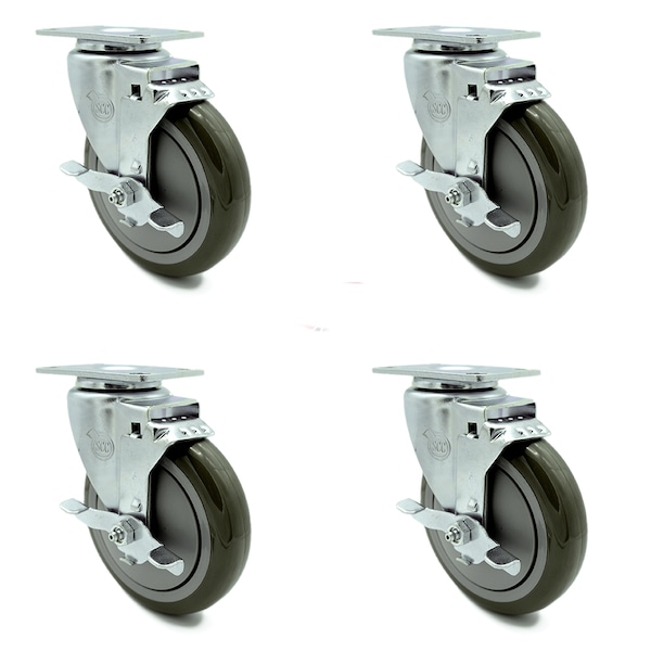Cambro 60007 Dish Caddies Utility Truck Caster with Brake Replacement Set-SCC